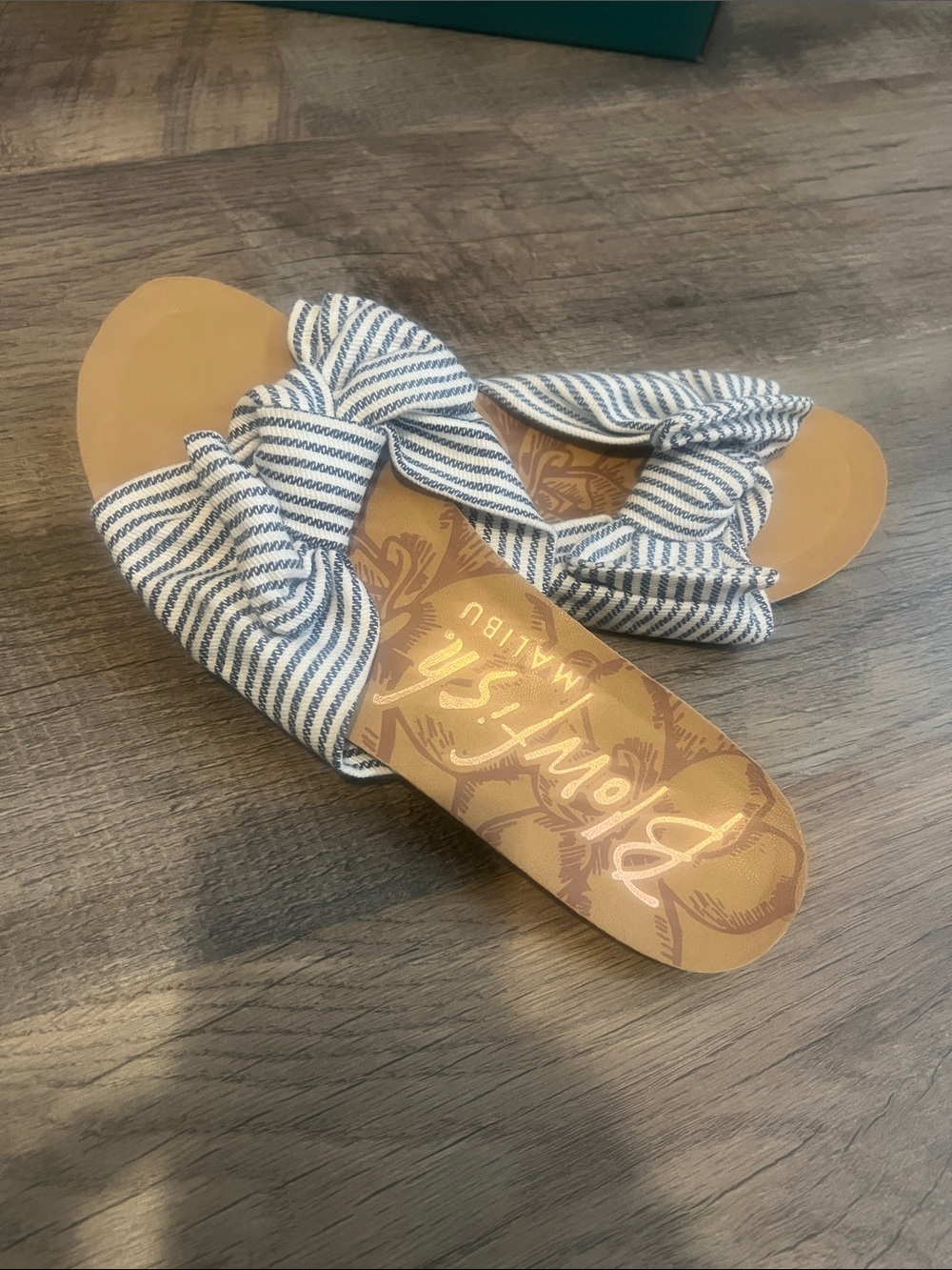 Blowfish Malibu Striped Knot Slide Sandals - Blue/White